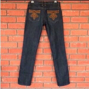 Buffalo David Bitton Dark Blue Skinny Jeans with Brown Accents